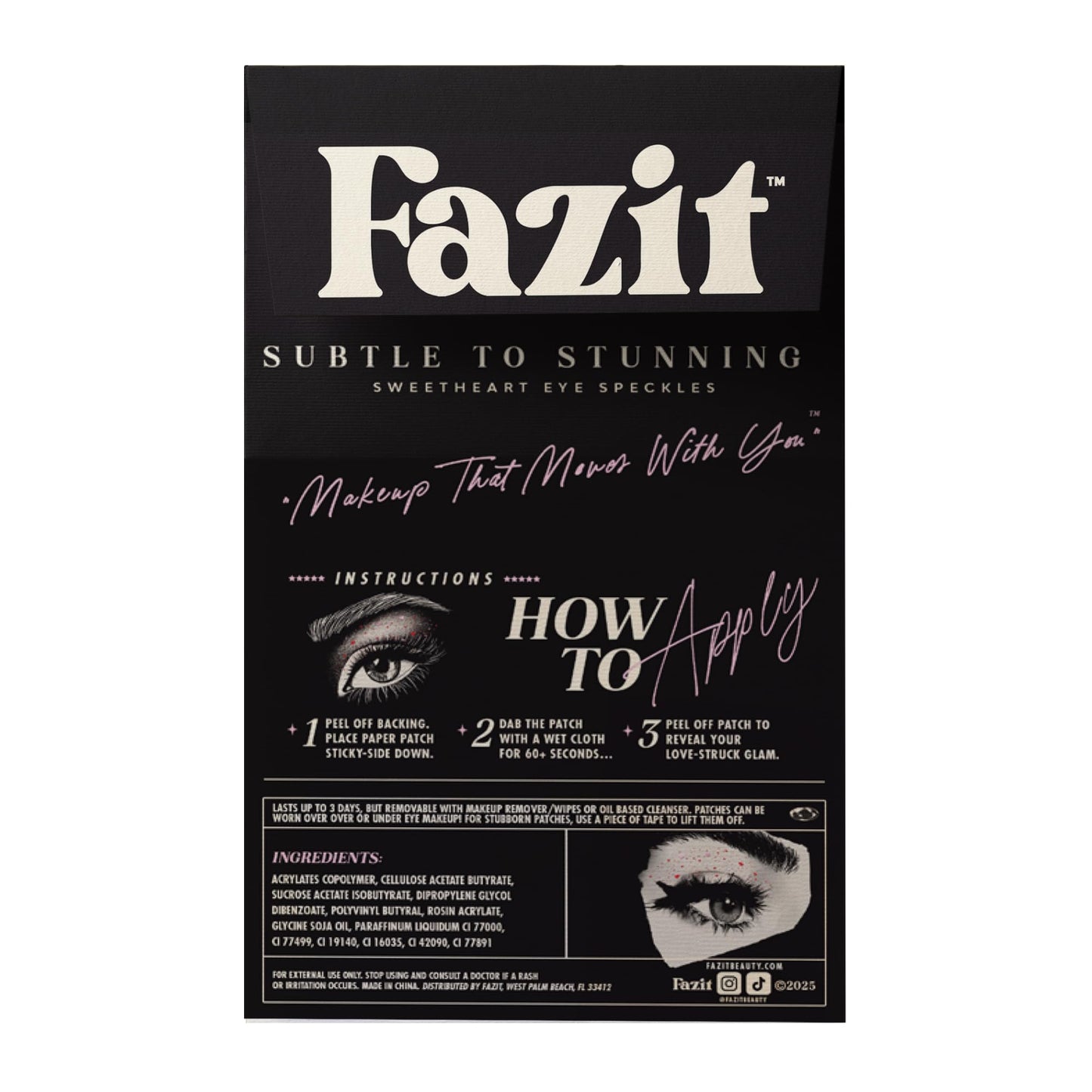 Fazit Makeup Patches - Sweetheart Eye Speckles - Glow Up Make-Up Patches - Cute Glitter Makeup Accessories for Women - Cosmetic Glitter for Face