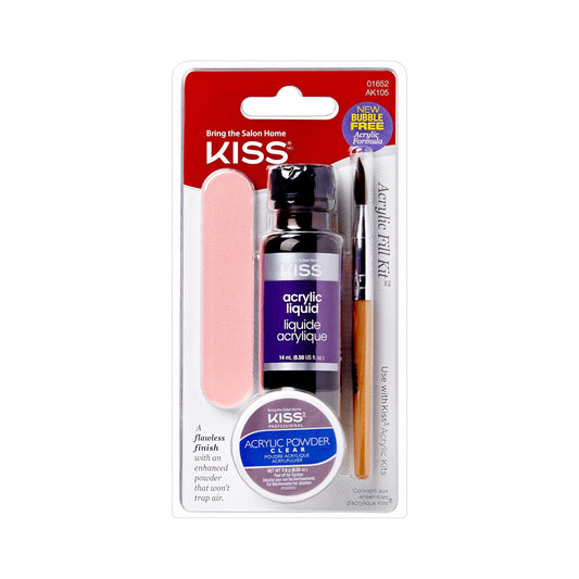 KISS Acrylic Nail Kit, 'Acrylic Fill Kit', includes 3g nail glue, 10mL Primer, 14mL Liquid, 9g Acrylic Powder, 20 Natural Nail Tips, Nail Forms, 1 Beauty & Personal Care KISS