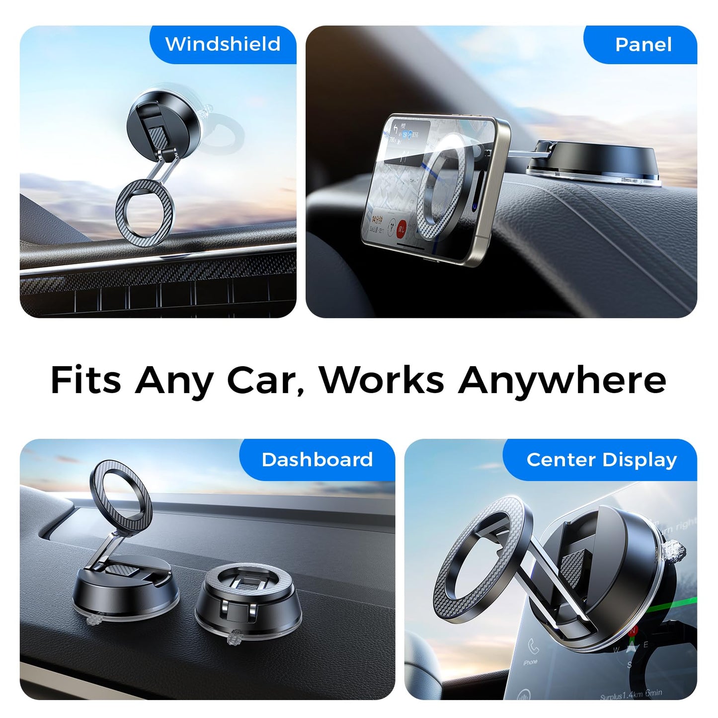 ACMEZING NeverFall Car Phone Holder for MagSafe [78+LBS Ultra Grip | 2400gf Magnetic Power] 360° Foldable Car Mount Cell Phone Holders for Your Car…