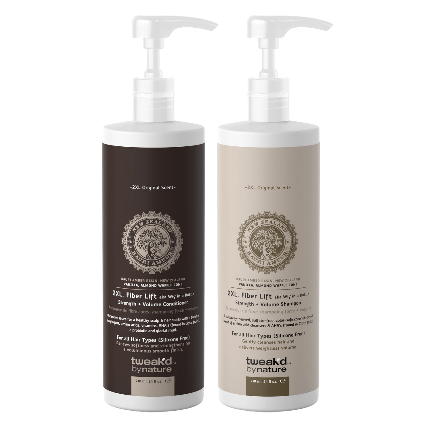 Tweak’d by Nature - 2XL Fiber Lift Volumizing and Thickening Shampoo and Conditioner Set, Multitasking Shampoo and Vanilla Body Wash, Non Toxic