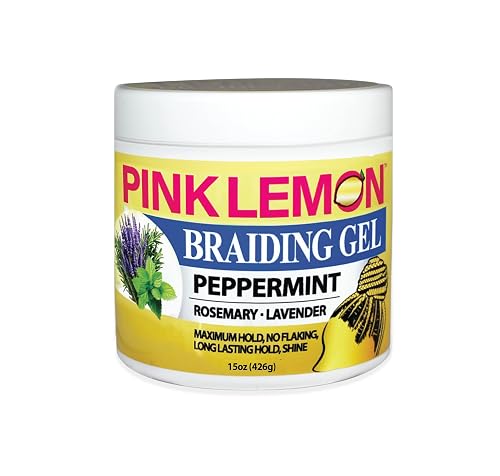 PINK LEMON Braiding Gel Peppermint - Maximum Hold, No Flaking, Long Lasting Hold, High Shine. For Micro, Inter, Dread, Faux, Loc, Twist, Braid, Edge