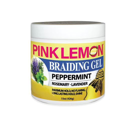 PINK LEMON Braiding Gel Peppermint - Maximum Hold, No Flaking, Long Lasting Hold, High Shine. For Micro, Inter, Dread, Faux, Loc, Twist, Braid, Edge