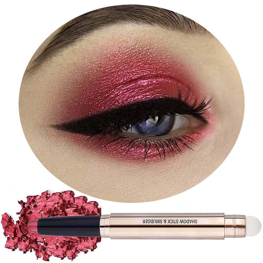 Rose Red Eyeshadow Stick, Cream Smooth Glitter Eyeshadow Pencil Crayon, Hypoallergenic Waterproof Long Lasting Shimmer Eye Shadow Pen