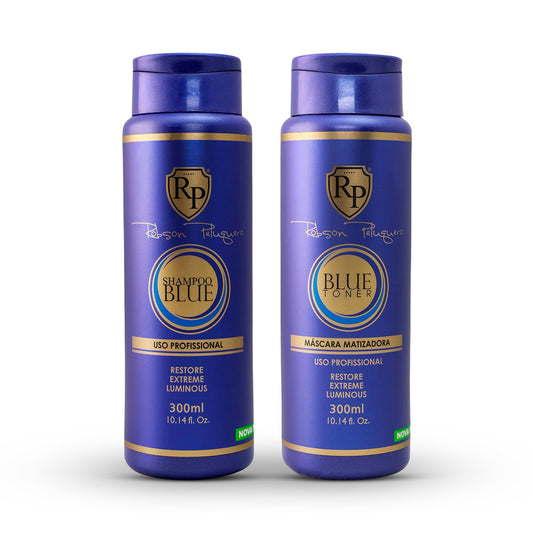 Robson Peluquero Blue Toning Kit | Hair Toner Gloss + Shampoo | Icy Platinum, Ash & Silver Blonde for Brassy Hair, Bleached, Highlights, Neutralizes
