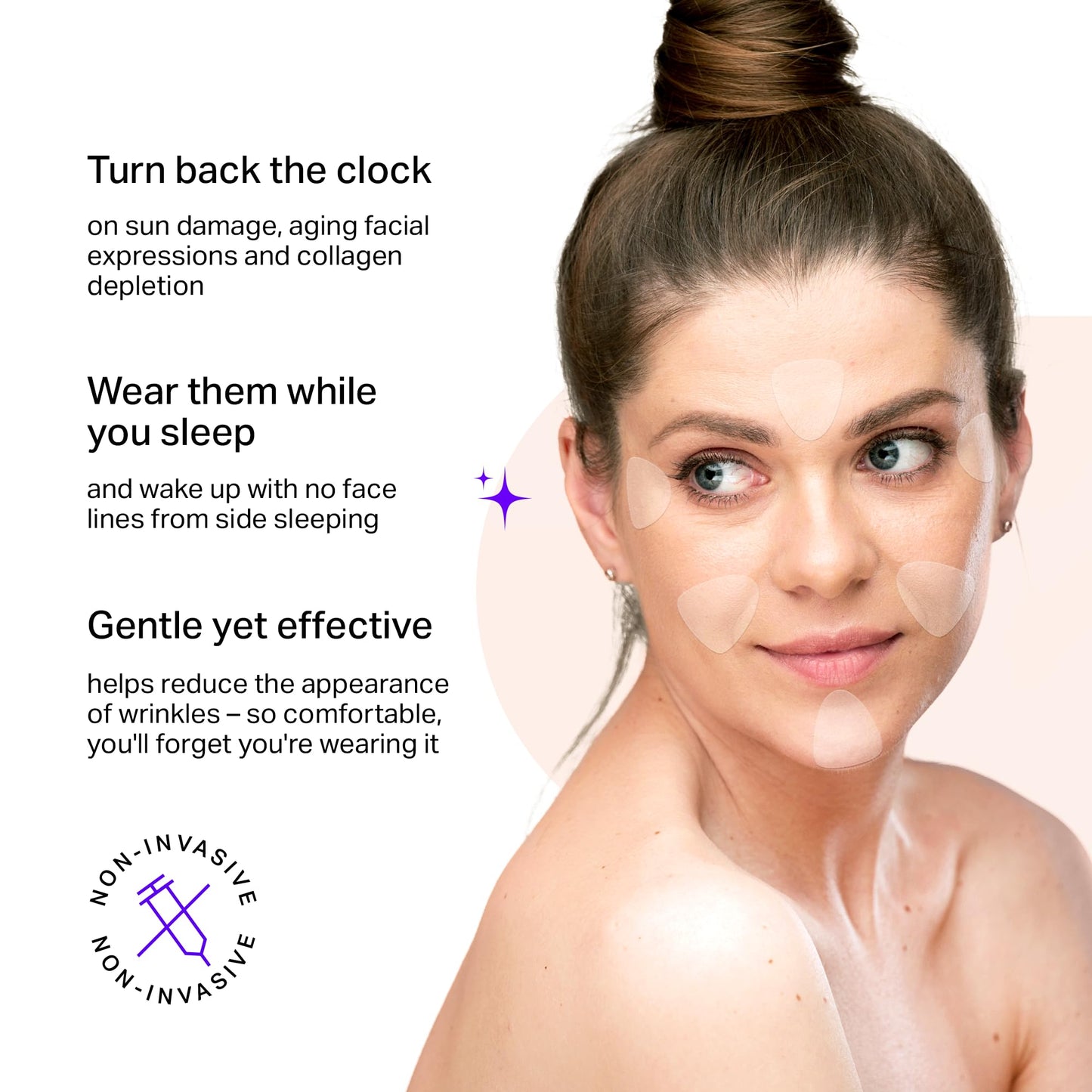 BLUMBODY Face, Forehead Wrinkle Patches - Mini Anti-Wrinkle Facial Patches for Eyes, Mouth, Forehead - Triangle Non-Silicone Face Tape for Elevens