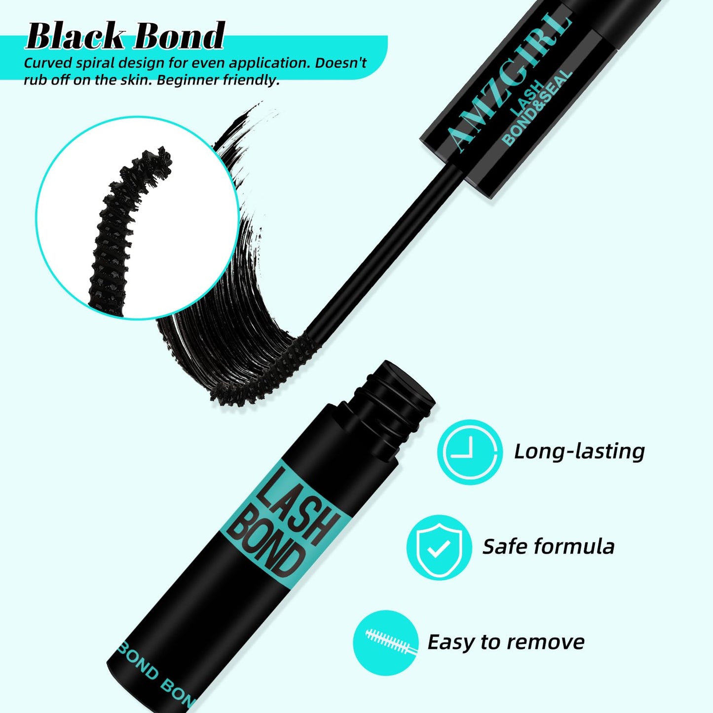 Lash Bond and Seal, Lash Glue for Eyelash Extensions, Eyelashes Clusters Lash Bond and Seal Waterproof 10ml, 2 in 1 Eyelash Glue Long Lasting for Lash Beauty and Personal Care AMZGIRL LASH