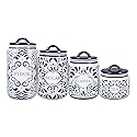 Young's Inc. 4 Pcs Set Talavera Ceramic Canisters- Storage Container for Kitchen and Bathroom - Beautiful Home Decor Accent to Store Food, Coffee…