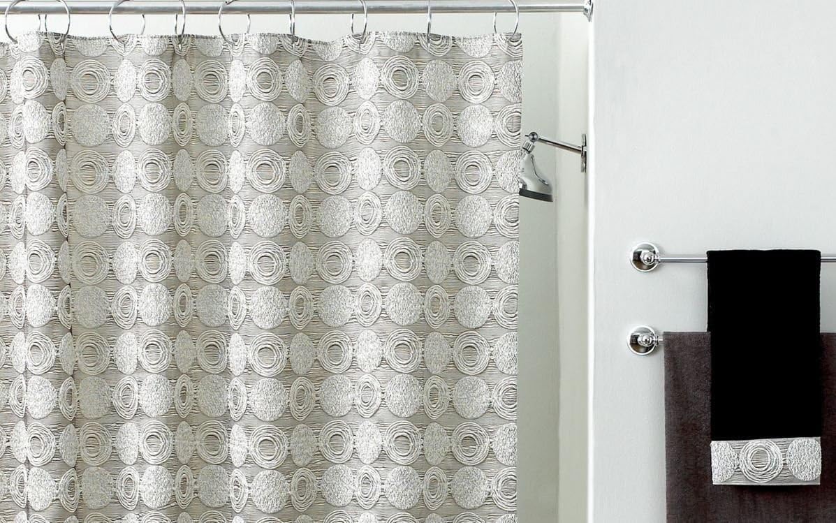 Avanti Linens - Fabric Shower Curtain, Stylish Bathroom Decor (Galaxy Collection, Silver)