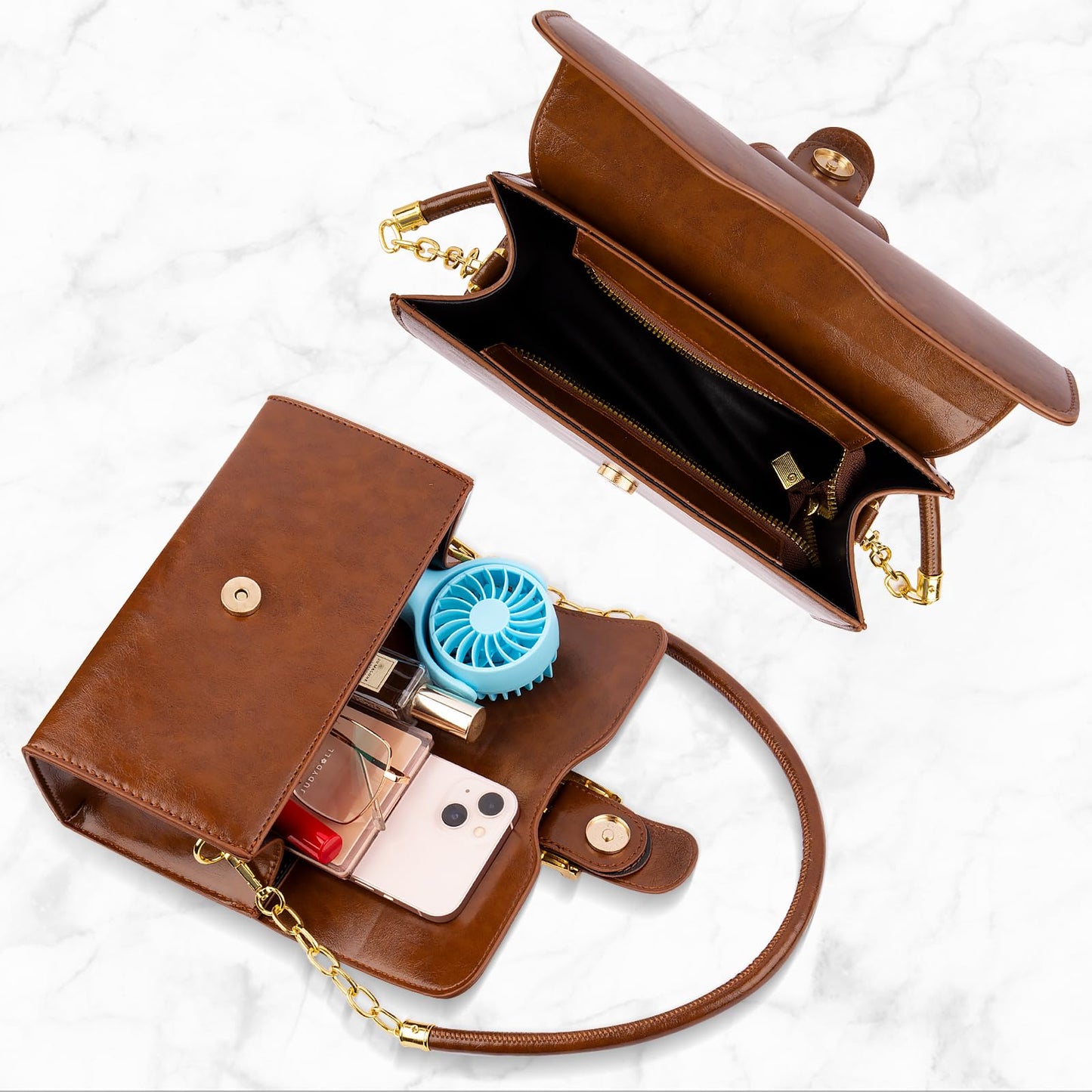 Shoulder Bag for Women, Faux Leather Women's Shoulder Handbags, Fashionable Tote Purses for Women with Removable Strap and Zipper Closure (Brown)