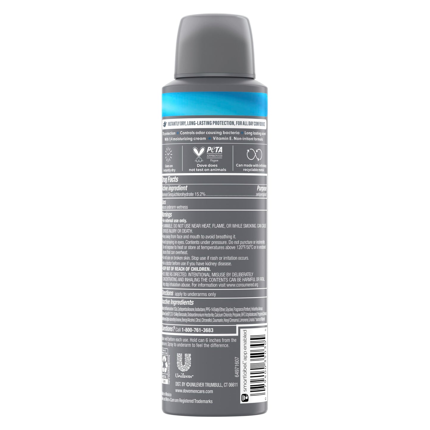 Dove Men+Care Antiperspirant Deodorant Dry Spray Clean Comfort For Men 72-hour Sweat and Odor Protection with Triple Defense Technology, 3.8 Ounce