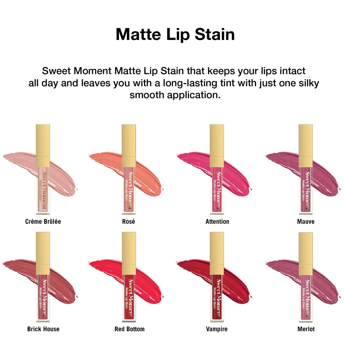 Sistar Sweet Moments Matte Lip Stain Long-Lasting Matte Finish Vivid High Pigment Colors Smooth and Sweet 1.5 mL / 0.05 fl. oz. (Attention)