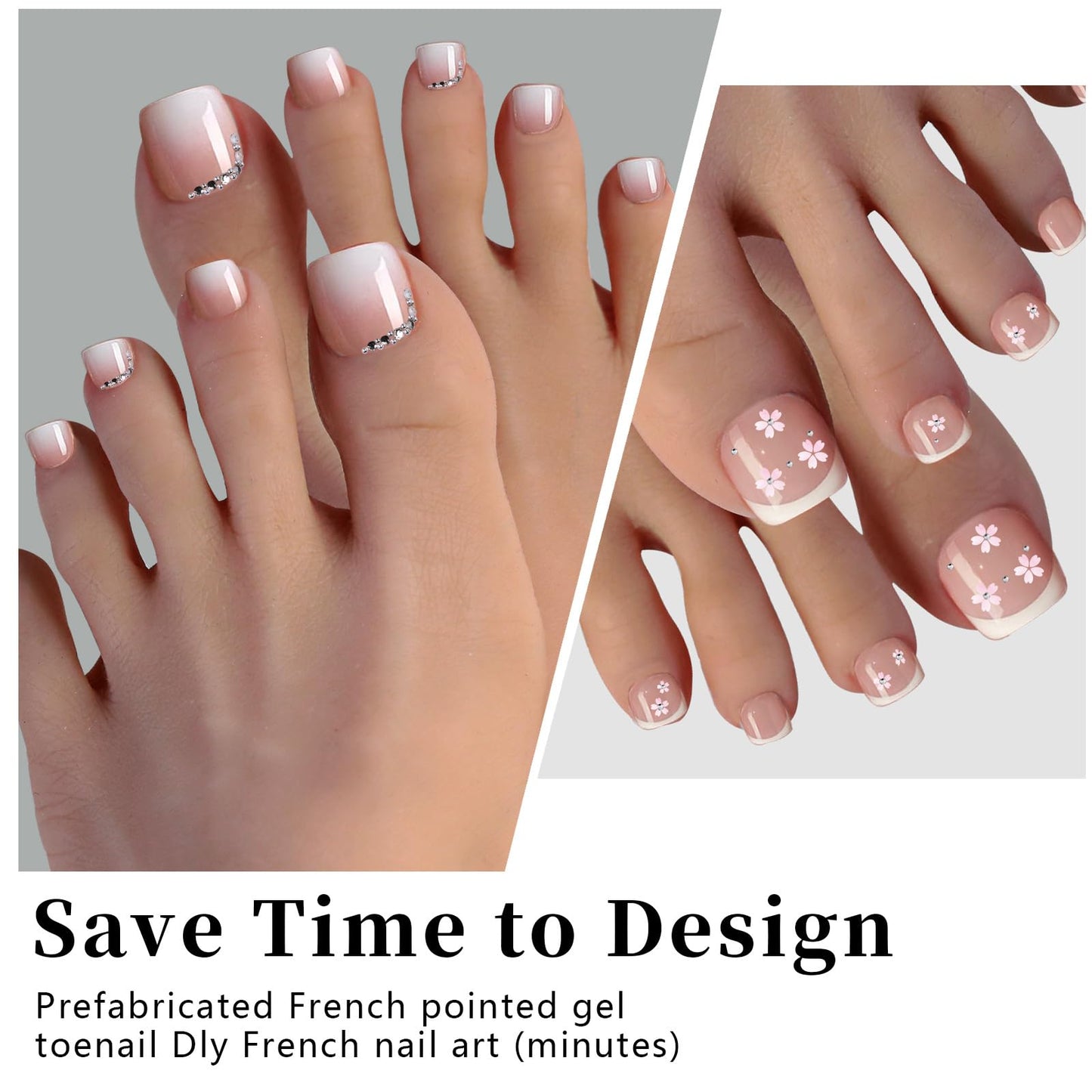SWRITATSK Toe Nail Press Ons Toe Nails,Square,French Toe Nail Tips Press On Toenails For Women,120Pcs Press On Toe Nails,12 Size French Pink Wearable Beauty and Personal Care SWRITATSK