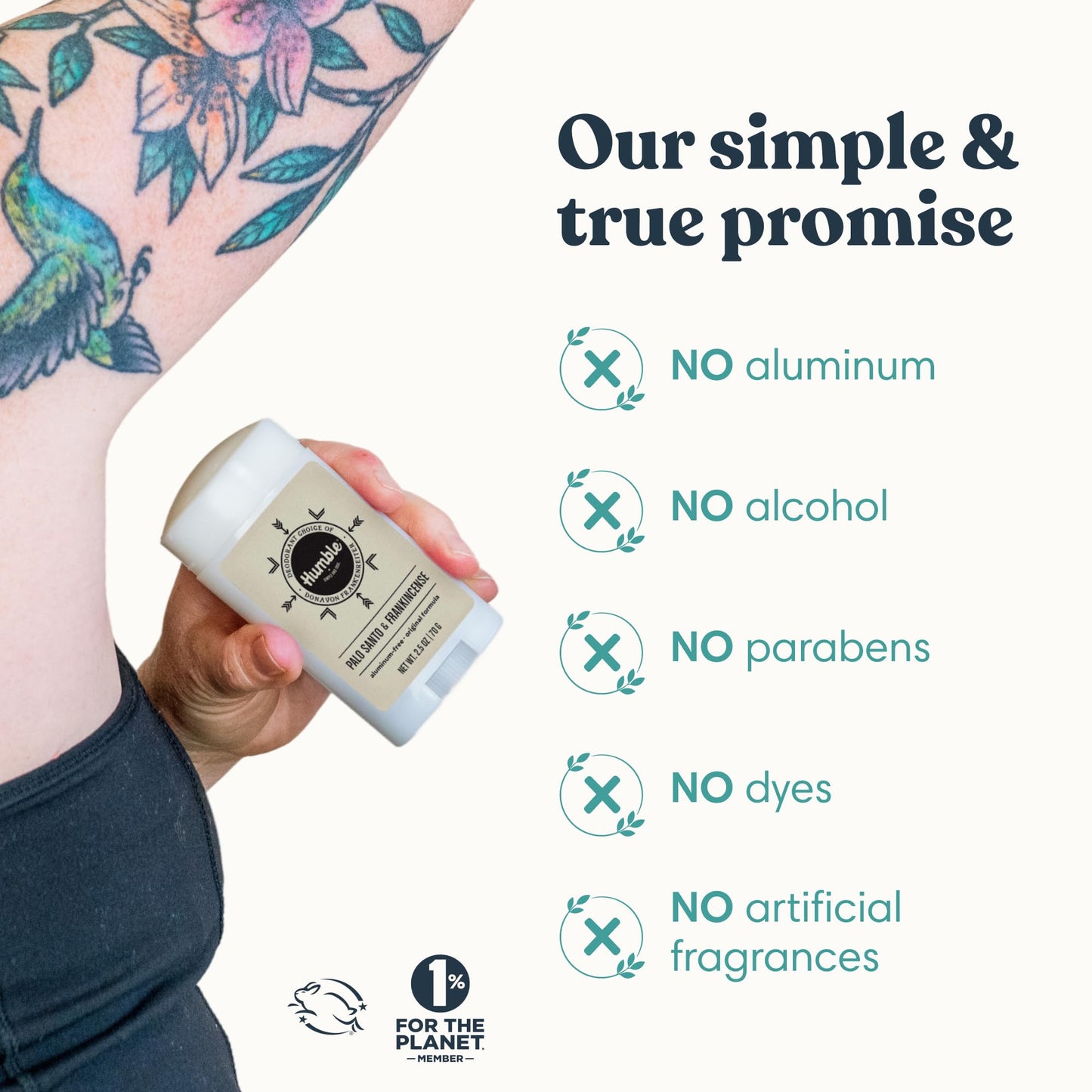 Humble Aluminum-Free Deodorant for Women & Men, Palo Santo & Frankincense - Clean & Fresh Natural Deodorant Stick with Essential Oils for Long-Lasting Beauty and Personal Care HUMBLE SIMPLE AND TRUE.