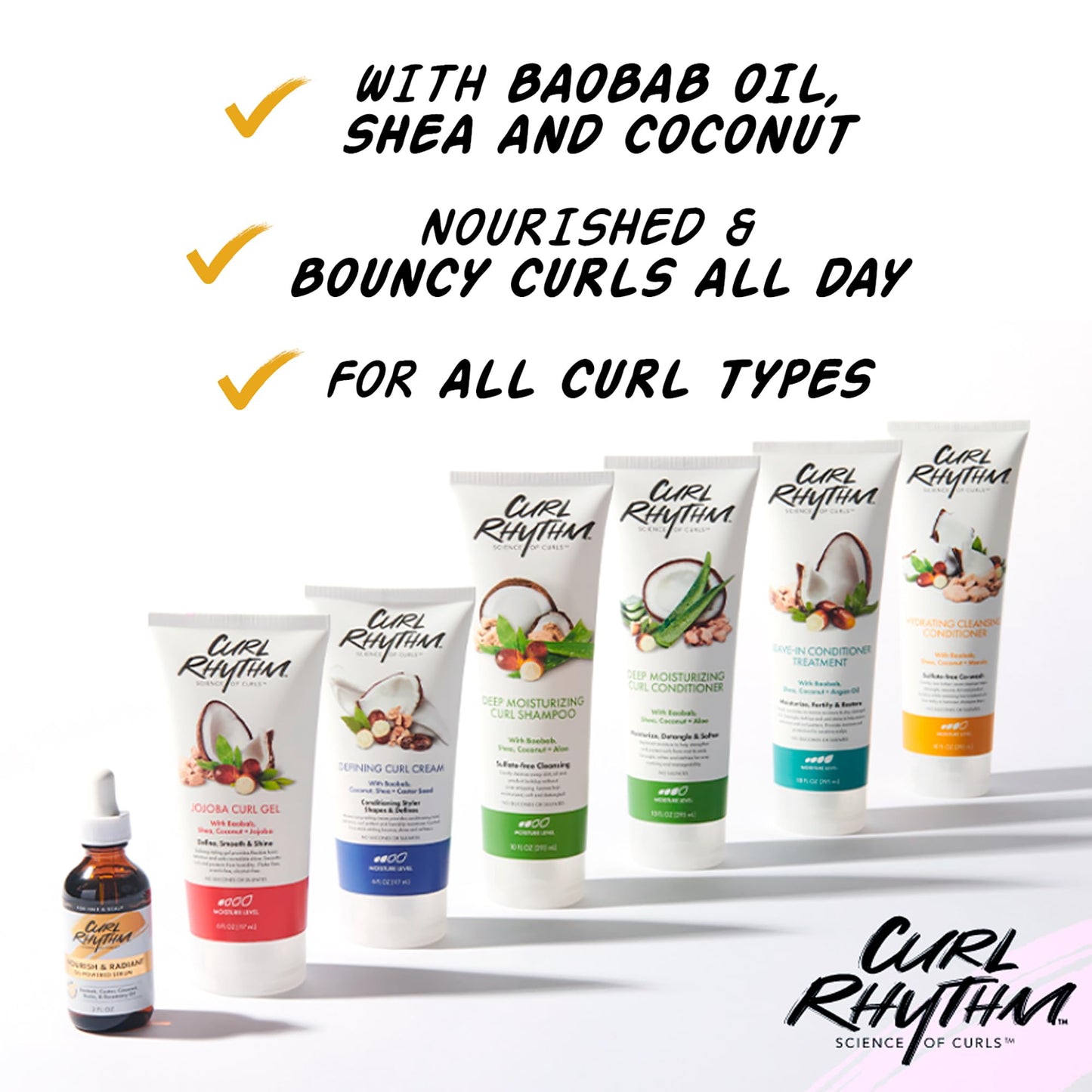 Curl Rhythm Jojoba Curl Gel - Hair Defining Gel for Bouncy, Nourished Curls - Curly Hair Styling Gel with Shea and Coconut - Sulfate Free - 6 Fl Oz (3