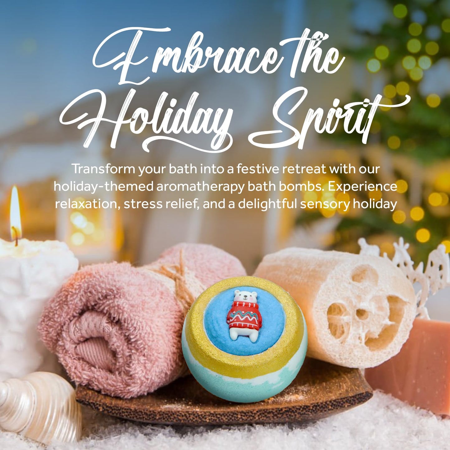 Pursonic Bath Bombs Gift Set - 4 Pcs Essential Oils Bath Bombs for Women - Spa Fizzies, Relaxation Christmas Gifts for Women (Berry Bliss, Holiday…