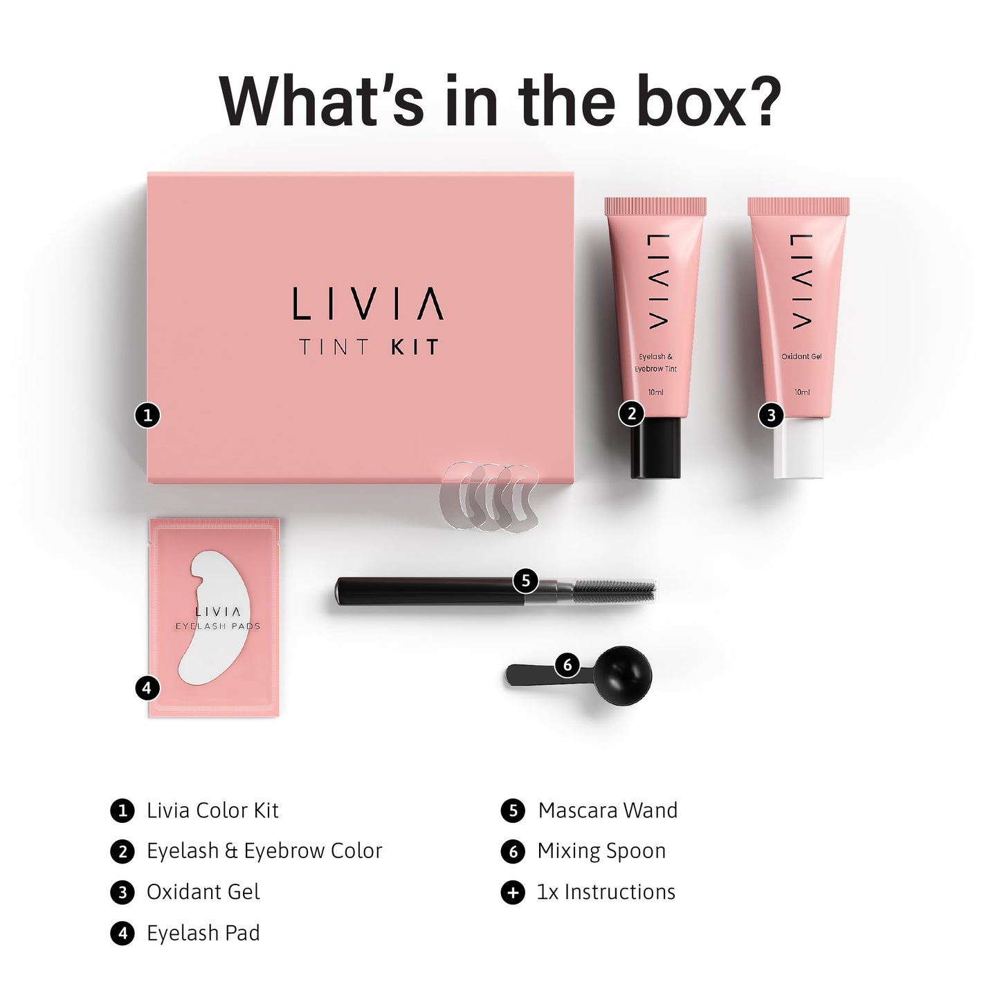 Livia - Black Eyelash and Eyebrow Color Set - Long-Lasting, Natural-Looking Color for 4 Weeks - Vegan, Gentle for Sensitive Skin - Easy DIY Solution