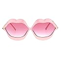 Womens Funky Retro Kissing Lip Frame Party Shade Sunglasses Pink
