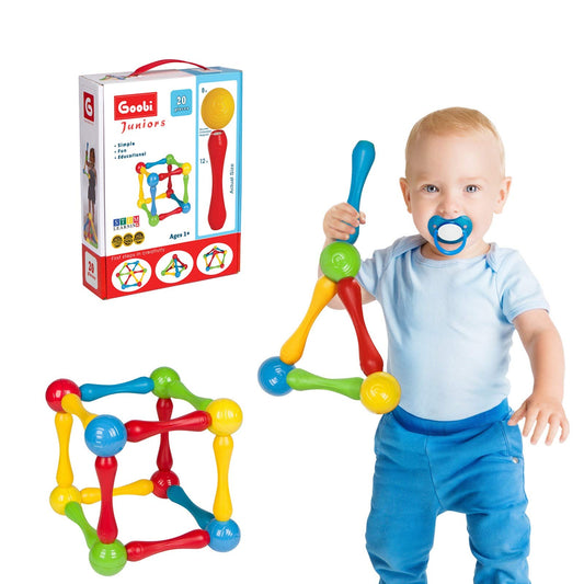 Goobi 20pc Construction Set – Large Building Blocks & Play Sticks, STEM 3D Puzzle Toys for Toddlers & Preschool Kids Age 1+