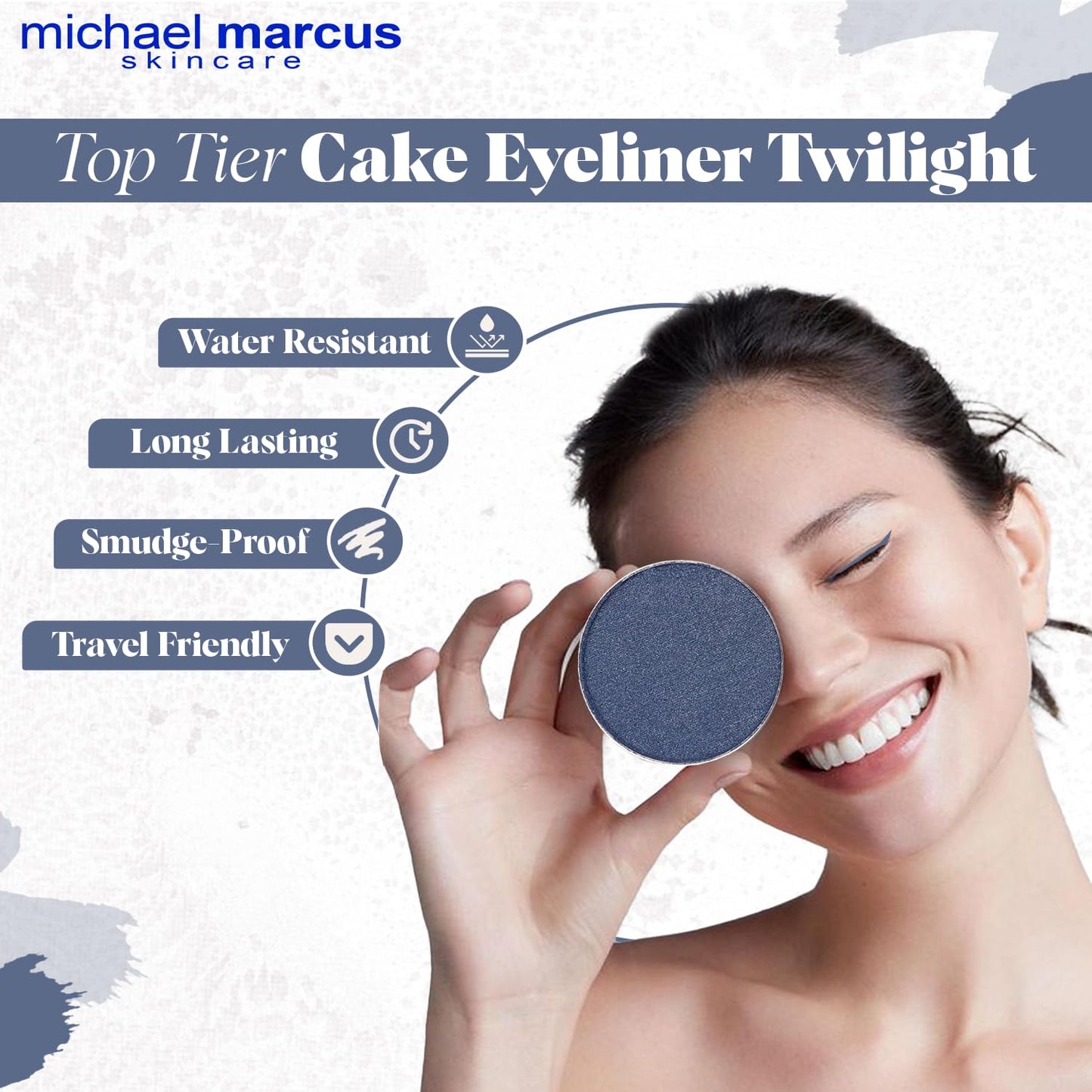 michael marcus Makeup Cake Eye Liner (Twilight) - Water Activated Dry Pressed, Long-Lasting, Vibrant Color & Smudge Resistant Eyeliner - Cruelty