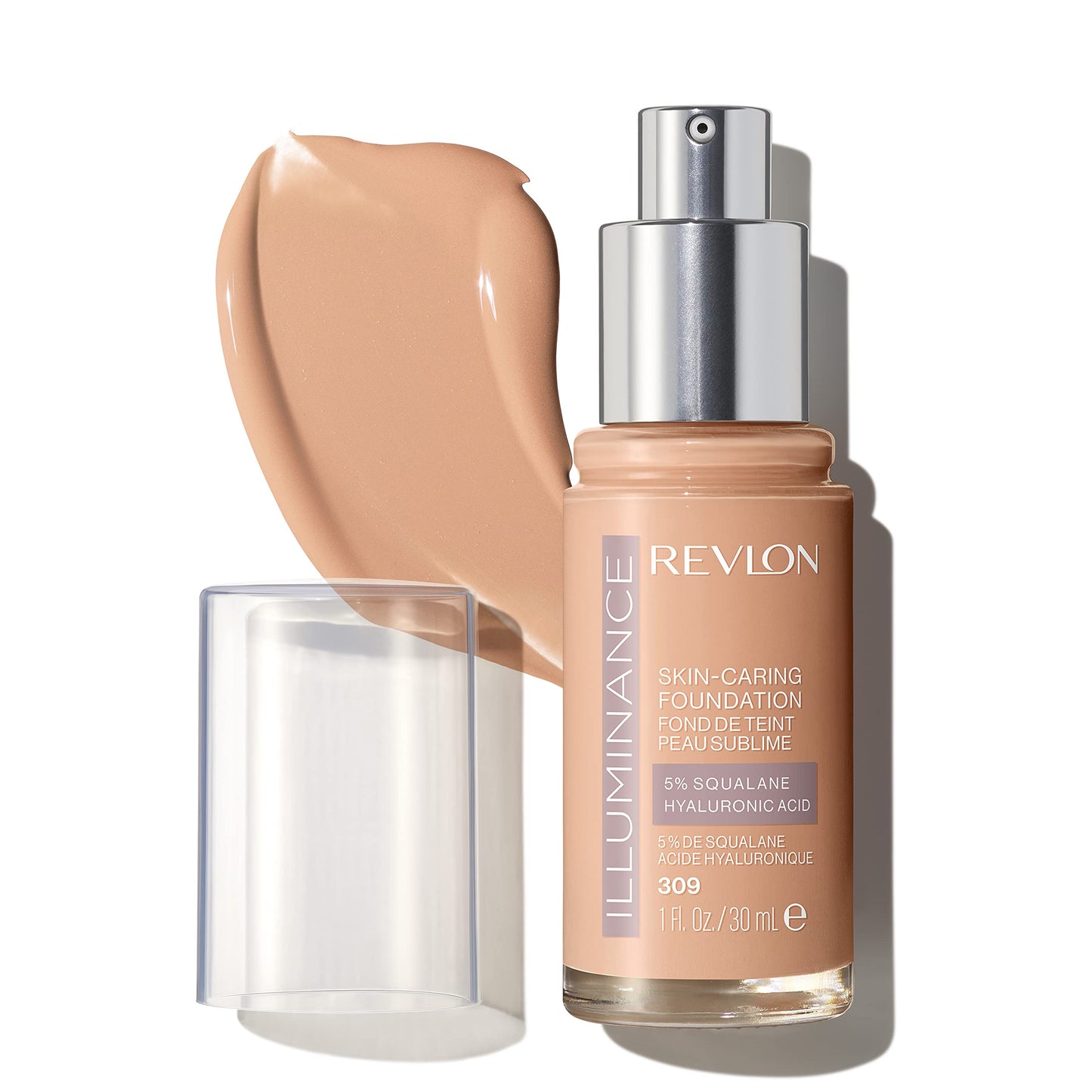 Revlon Illuminance Skin-Caring Liquid Foundation, Hyaluronic Acid, Hydrating and Nourishing Formula with Medium Coverage, 309 Toasted Beige, 1 fl oz