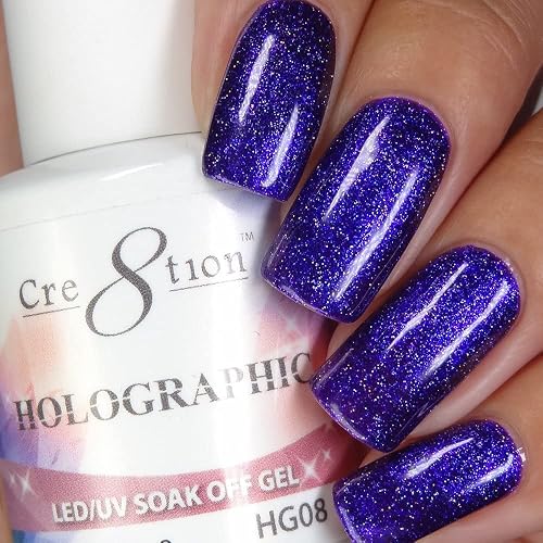 [HG08] Cre8tion - Holographic Collection Soak Off Gel [Easy Application] LED/UV cured 15mL/0.5 fl oz Beauty & Personal Care Cre8tion