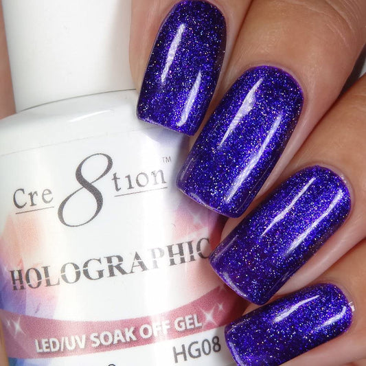 [HG08] Cre8tion - Holographic Collection Soak Off Gel [Easy Application] LED/UV cured 15mL/0.5 fl oz Beauty & Personal Care Cre8tion