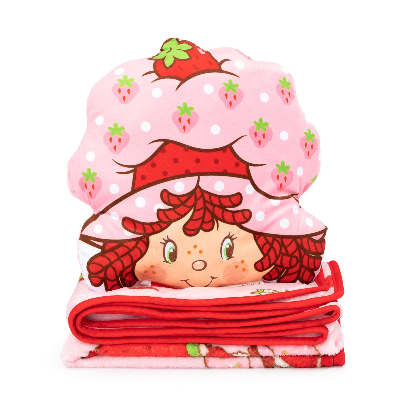 Strawberry Shortcake Pink Strawberries Galore Nogginz Set - 40 x 50 Inch Blanket & Pillow, Kids Super Soft 2 Piece Set