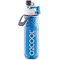 O2COOL Arctic Squeeze Mist 'N Sip Insulated Bottle w/Silicone Spout Cover And Locking Misting Function - 20 oz, Crackle Blue