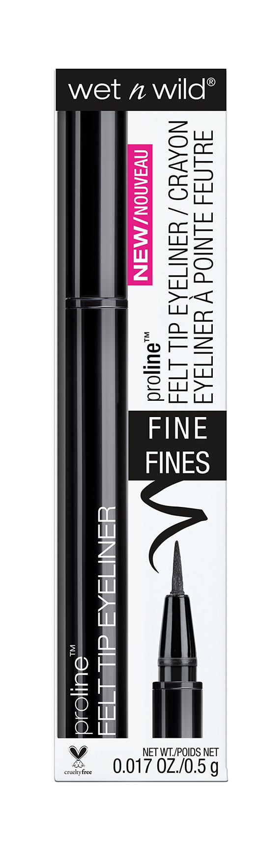 wet n wild Proline Felt Tip Eyeliner, Black, 0.017 Fluid Ounce C875B