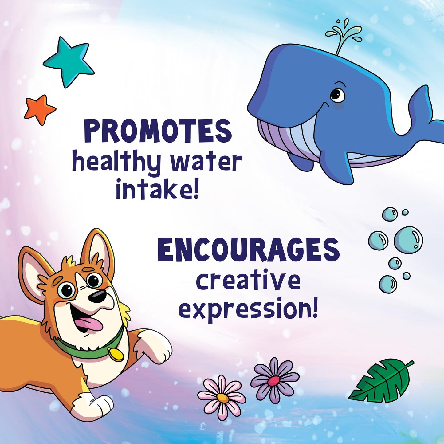 MindWare Cute & Custom Animal Water Bottle Decorating Kit - DIY Animal Sticker Set with Stainless Steel Bottle, Ages 5 and Up