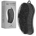 MainBasics Silicone Body Scrubber Dual-Sided Shower Loofah and Massaging Nodes (Black, Massage)