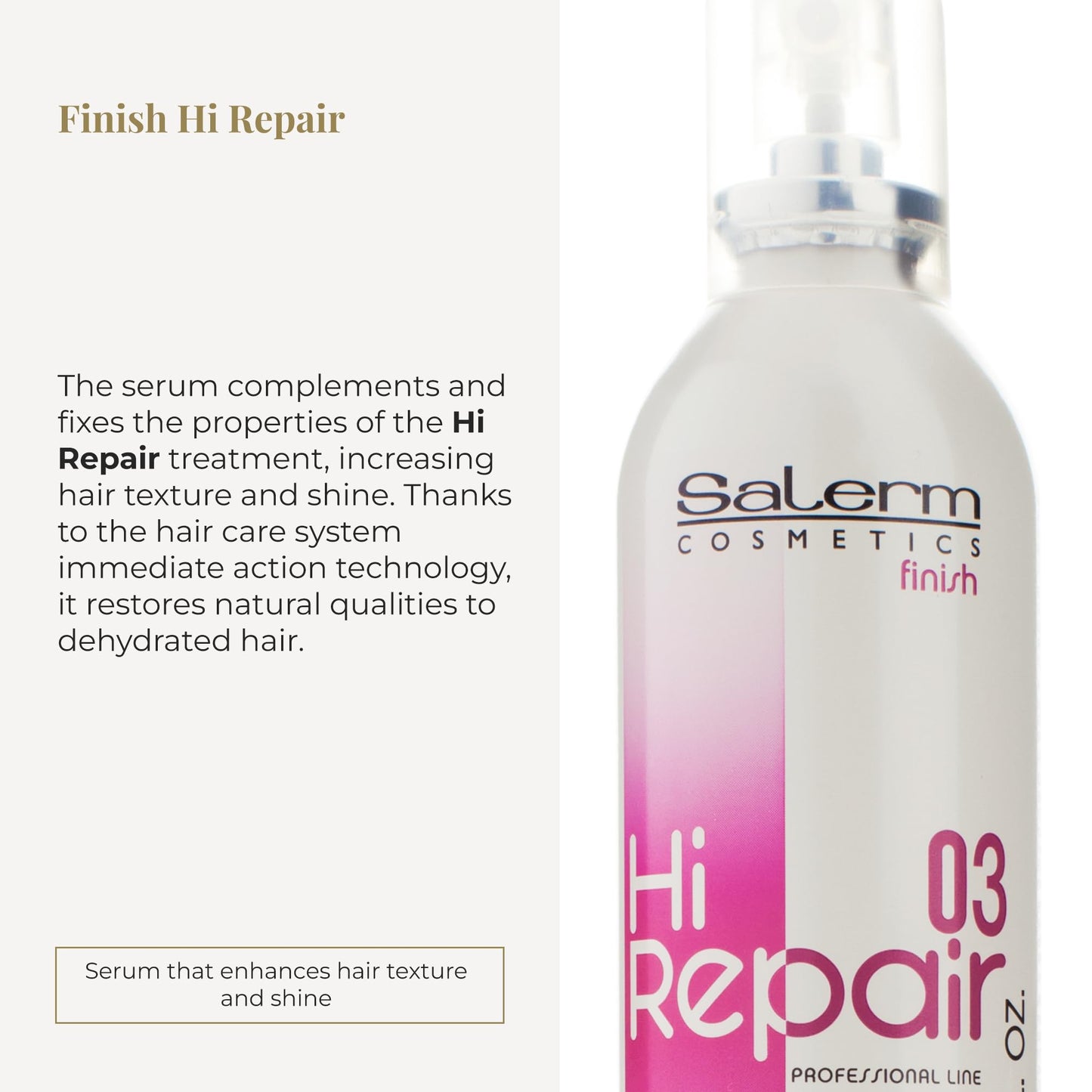 SALERM - Texturizing Hair Serum - Finish Hi Repair - 100 ml - For Damaged Hair - Rejuvenates and Repairs Hair - Softer and Shinier Hair - Immediate