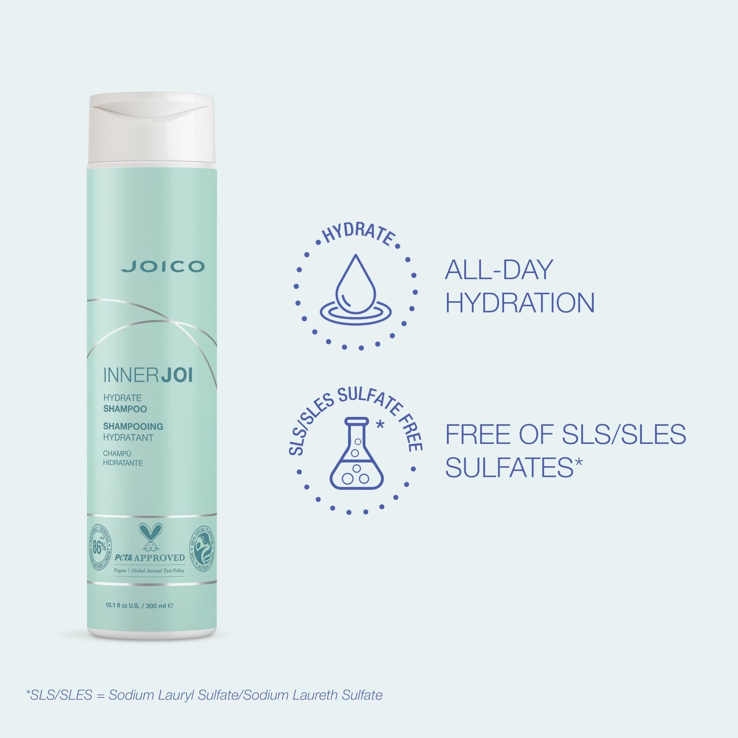 Joico InnerJoi Hydration Shampoo & Conditioner Set | For Dry Hair & Scalp | Sulfate & Paraben Free | Naturally-Derived Vegan Formula | 10.1 Fl Oz