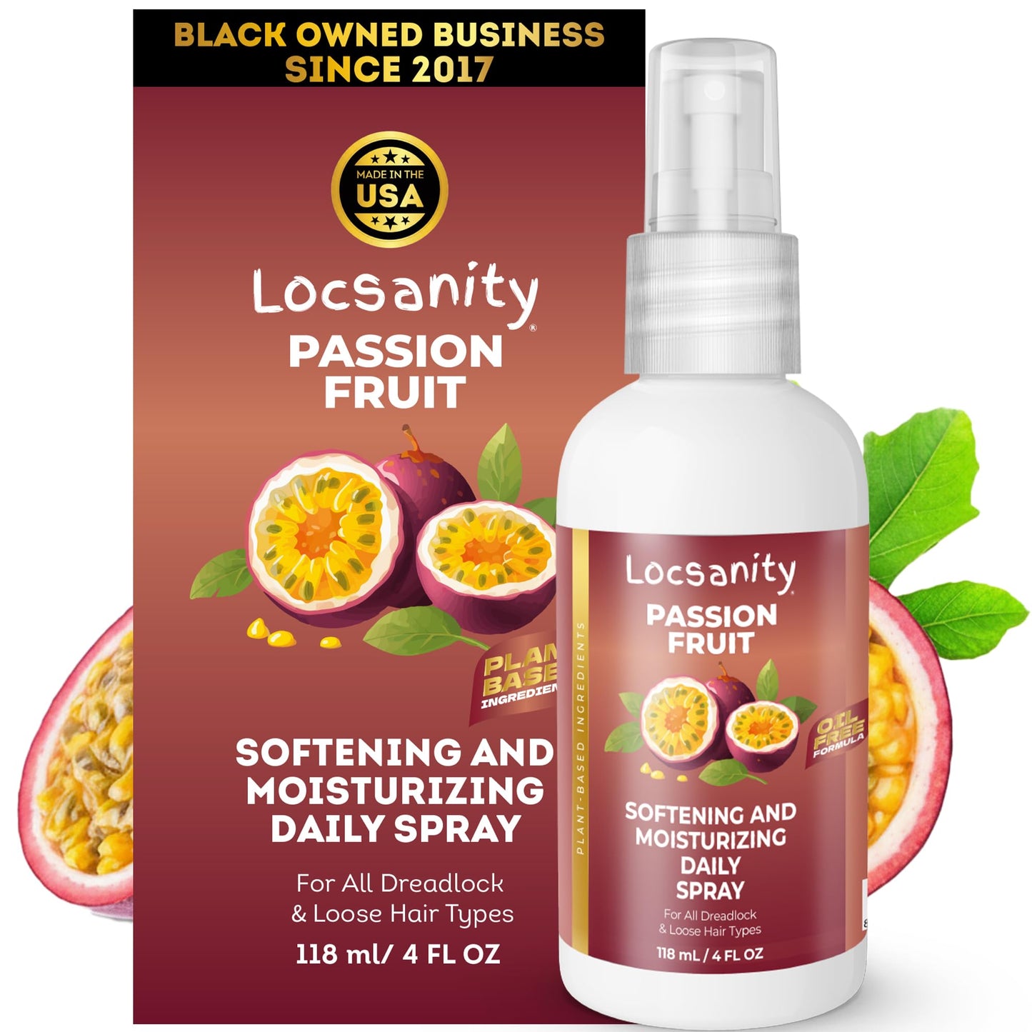 Loc Spray - Locsanity Daily Moisturizing Refreshing Spray for Dreadlocks, Locs, Sisterlocks - Passion Fruit Hair and Scalp Moisturizer for Dry Locs