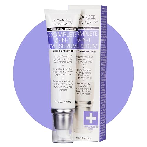 Advanced Clinicals 5-in-1 Eye Serum | Multi-Benefit Visible Anti Aging Under Eye Serum Face Moisturizer Reduces Appearance Of Dark Circles, Puffy