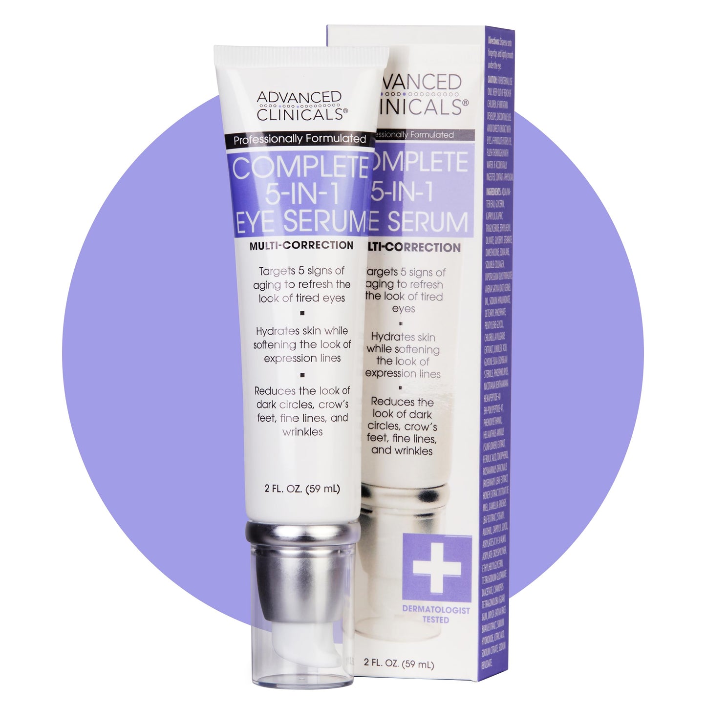 Advanced Clinicals 5-in-1 Eye Serum | Multi-Benefit Visible Anti Aging Under Eye Serum Face Moisturizer Reduces Appearance Of Dark Circles, Puffy