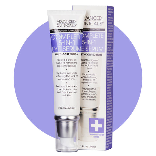 Advanced Clinicals 5-in-1 Eye Serum | Multi-Benefit Visible Anti Aging Under Eye Serum Face Moisturizer Reduces Appearance Of Dark Circles, Puffy