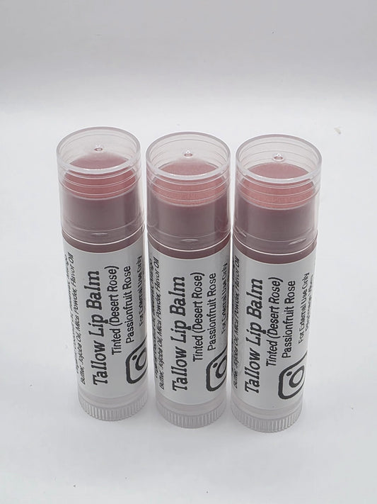 Tallow Lip Balm (3 Pack) (Tinted Desert Rose) Passionfruit Rose Scent, Handmade Grass Fed Beef Tallow Lip Balm with Nourishing Oils Beauty and Personal Care Pilgrimage Vibes