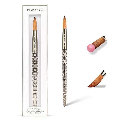 Kiara Sky Kolinsky Acrylic Nail Brush #14 - Pure Kolinsky Sable Hair, Black Crystal Handle, Acetone Resistant, for Acrylic Application, Extensions Beauty & Personal Care KIARA SKY