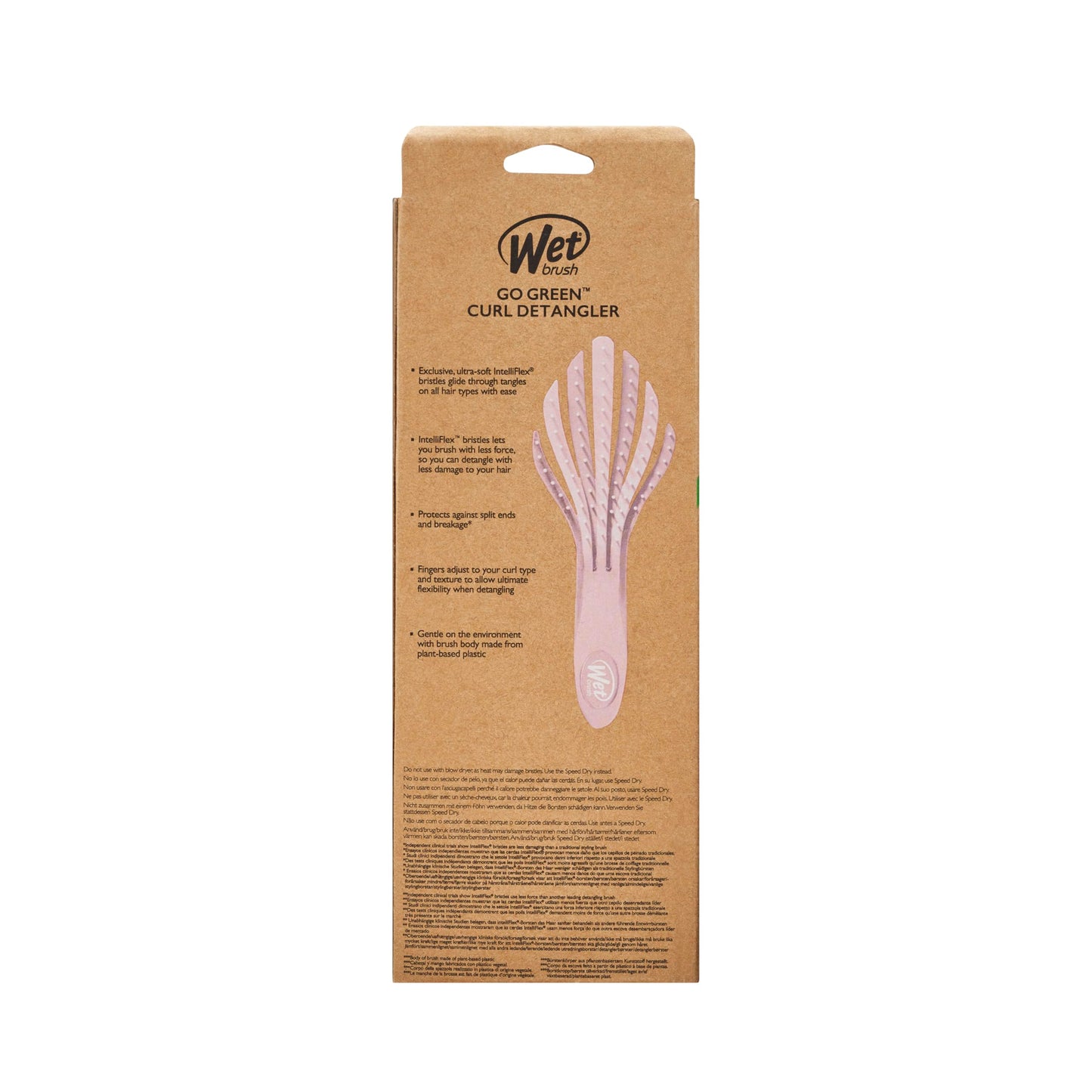 Wet Brush Go Green Curl Detangler Hair Brush, Pale Pink, Ultra-Soft IntelliFlex Detangling Bristles Glide Through Tangles with Ease, Great For Curls