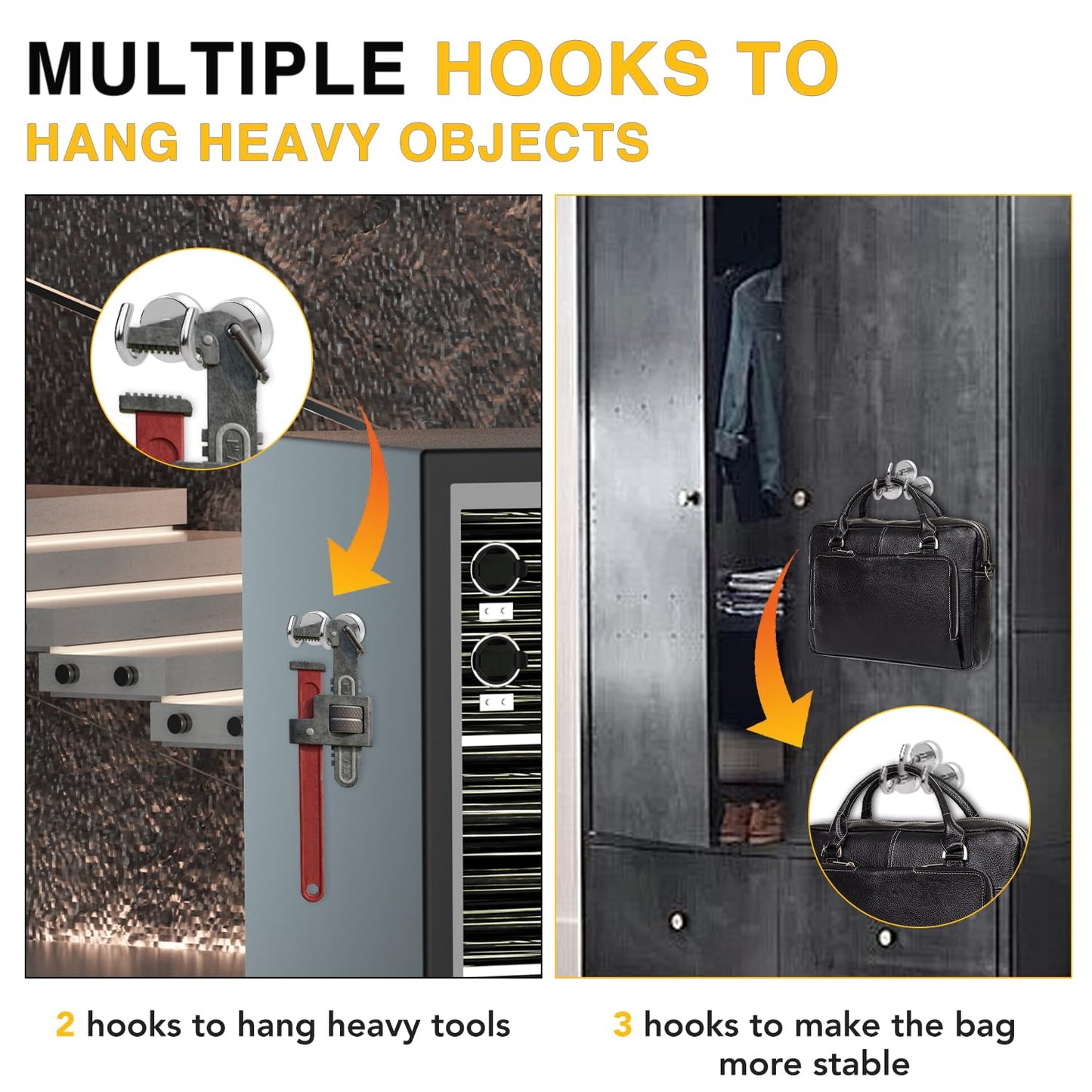 DIYMAG Magnetic Hooks 30lbs+ – Heavy Duty Cruise Cabin & Home Essentials for Hanging, Fridge, Kitchen, Grill – 20 Pack, Silver