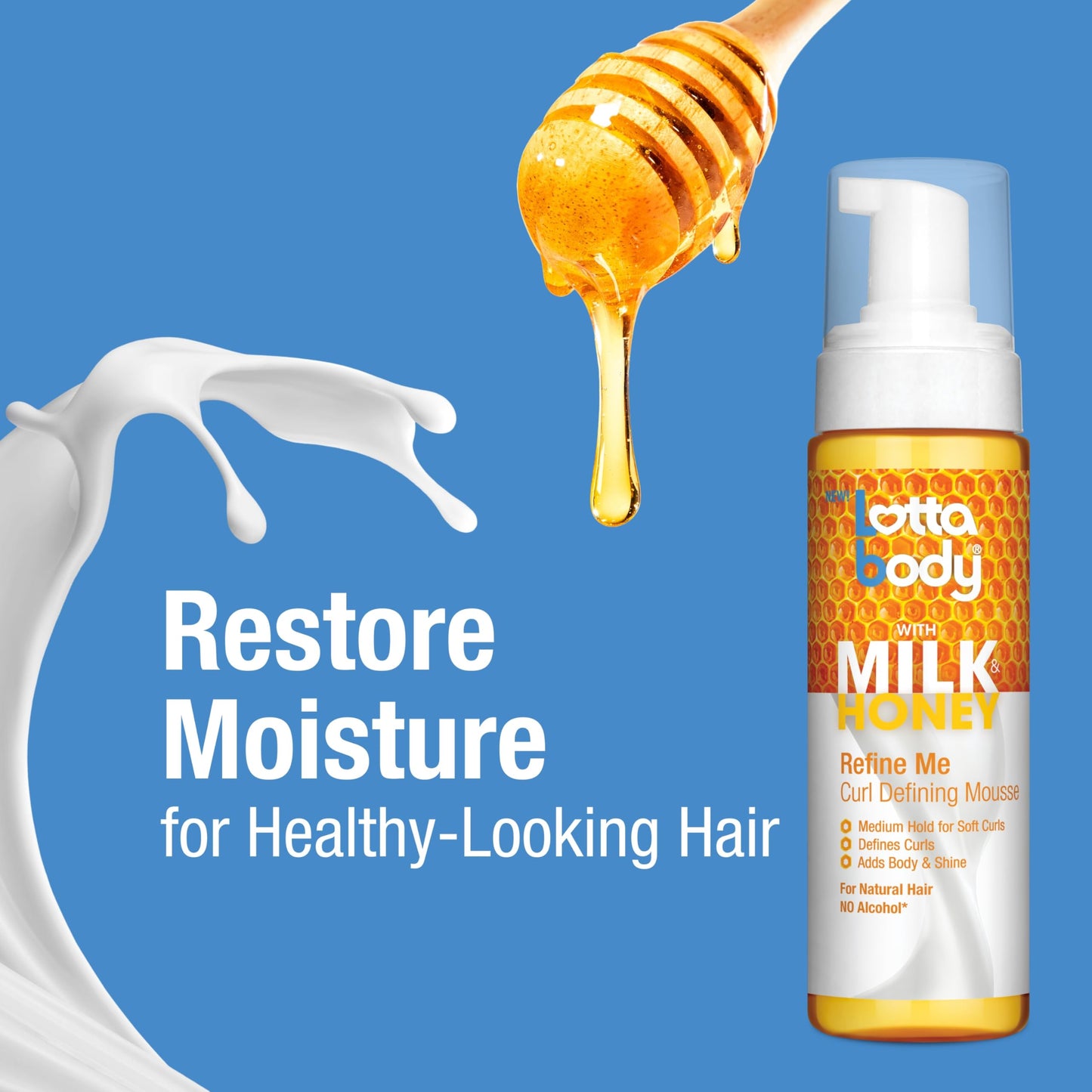Lotta Body, Refine Me Curl Defining Mousse, Medium Hold for Soft Curls, Moisturizes, Controls Frizz, 7 Fl Oz
