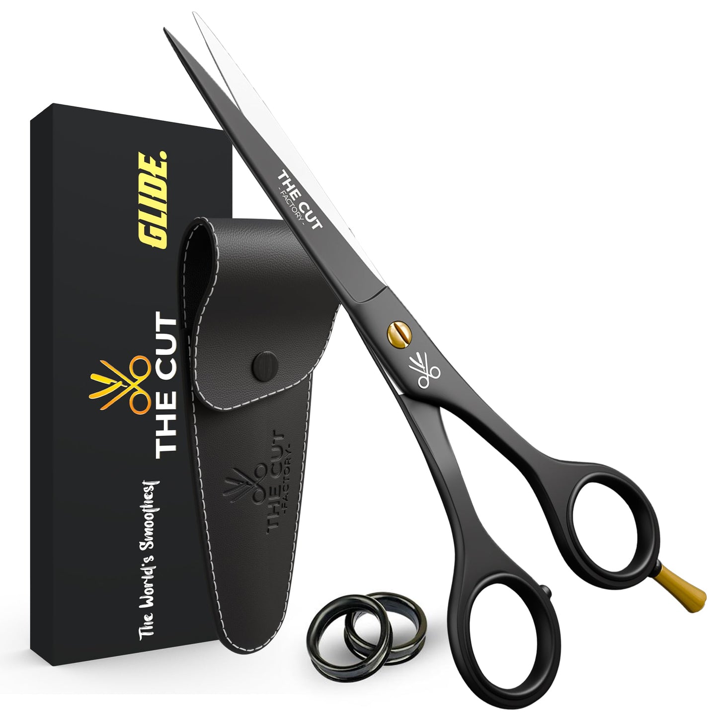 The Cut Factory® 6.5” Matte Black Luxury Hair Scissors - Ultra-Sharp High Carbon Steel Barber Shears for Men, Women & Kids - Gift-Boxed with Leather Beauty and Personal Care THE CUT - FACTORY - Default Title