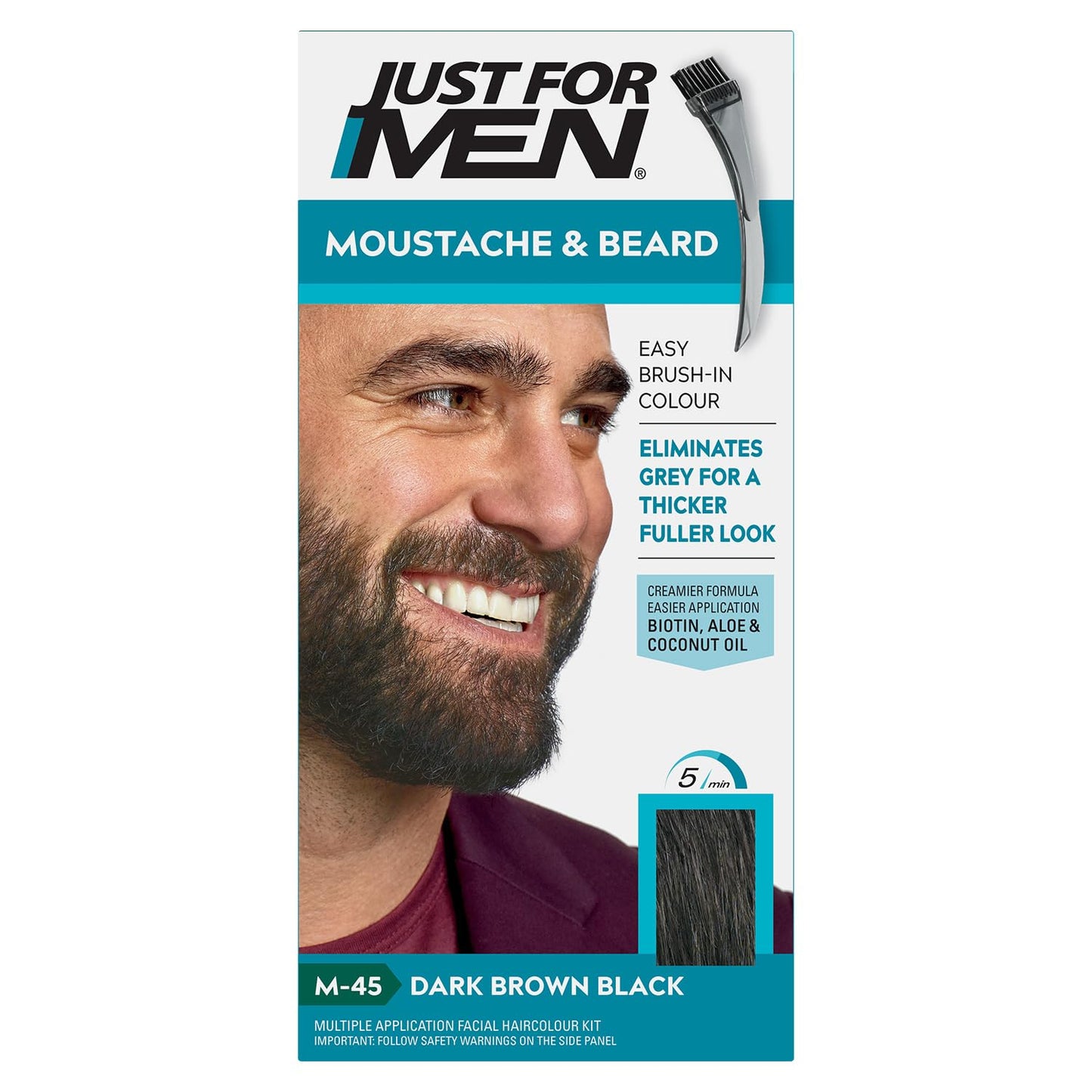 Just For Men Moustache And Beard Facial Hair Gel Colour M45 (Dark Brown Black)