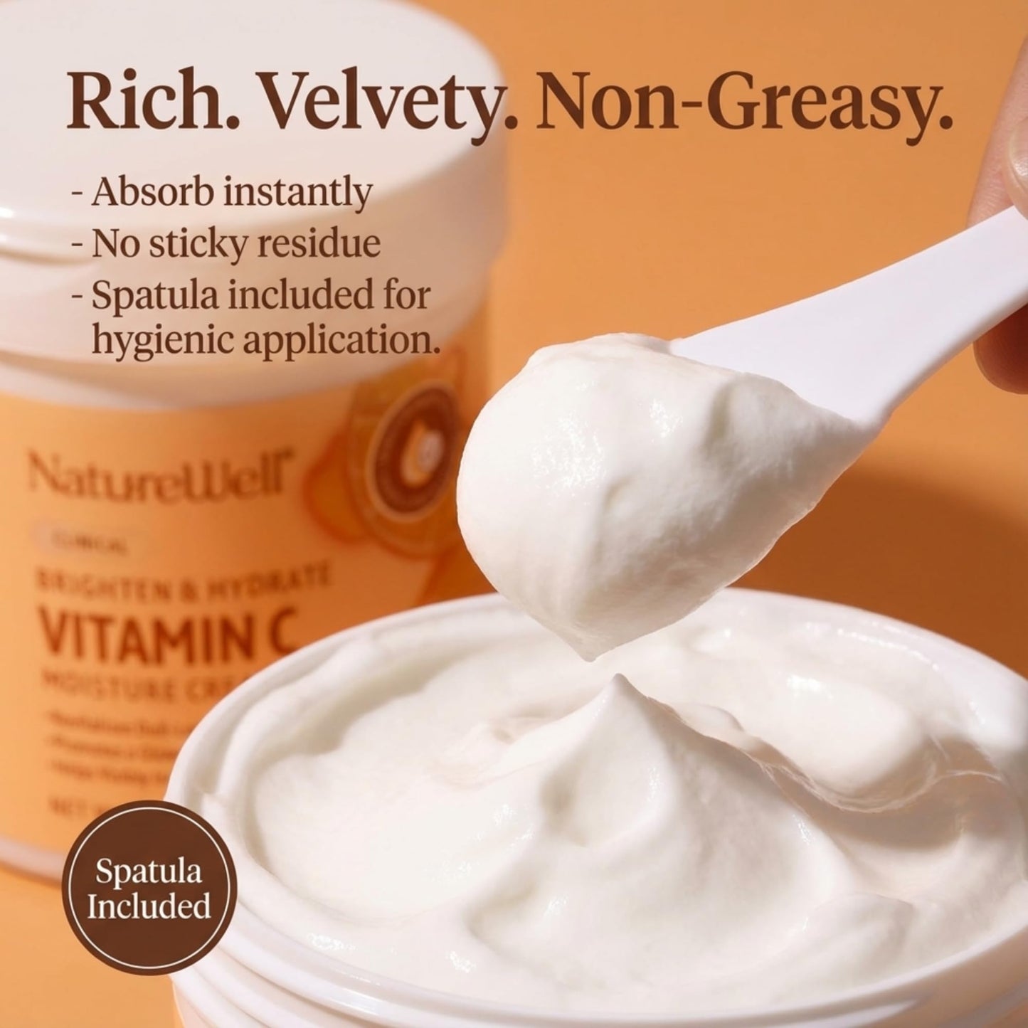 NATURE WELL Vitamin C Brightening Moisturizer Cream - Hydrating Face & Body Lotion with Coconut Oil, Helps Improve Uneven Skin Tone & Dark Spots