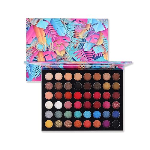 ONLYBETTER Eyeshadow Palette Glitter 48 Colors Bright Colorful Shimmer Eye Shadow Makeup Palette High Pigmented Metallic Color Eye Shadow Powder Easy