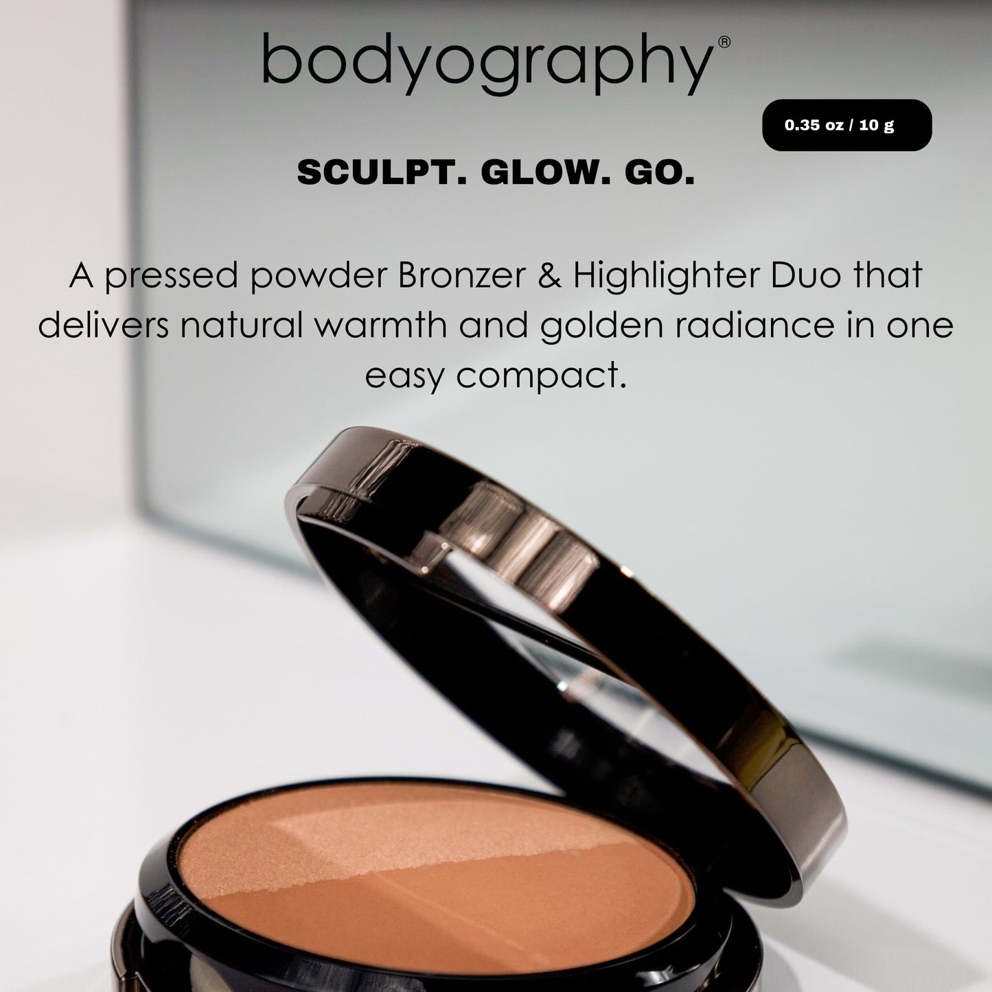 Bodyography Sunsculpt Bronzer & Highlighter Duo | Matte Bronzer & Golden Highlighter Compact | Silky, Buildable, Non-Comedogenic Powder for All Skin
