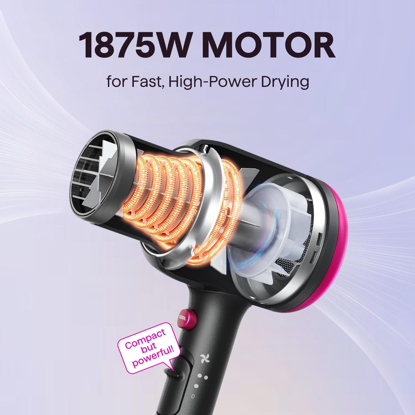 Wavytalk Hair Dryer with Diffuser, Blown Away Ionic Hair Dryer for Curly Hair with Comb, 1875W Fast Drying Blow Dryer with Ceramic Technology, 3 Beauty and Personal Care wavytalk