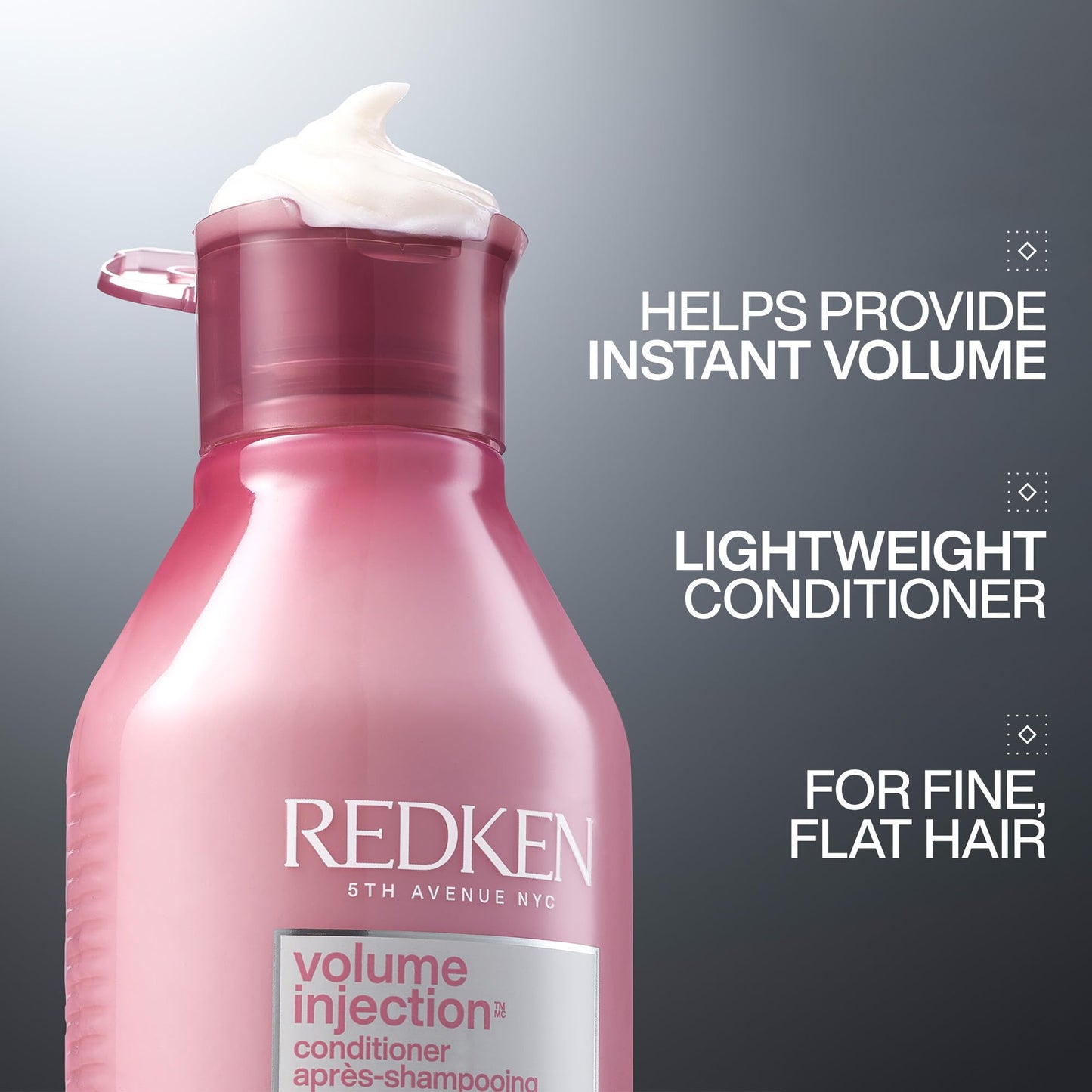 Redken Volume Injection Conditioner, Lightweight Volume Conditioner For Fine Hair, Detangles and Adds Volume & Body to Flat Hair, Soft, Shiny Finish