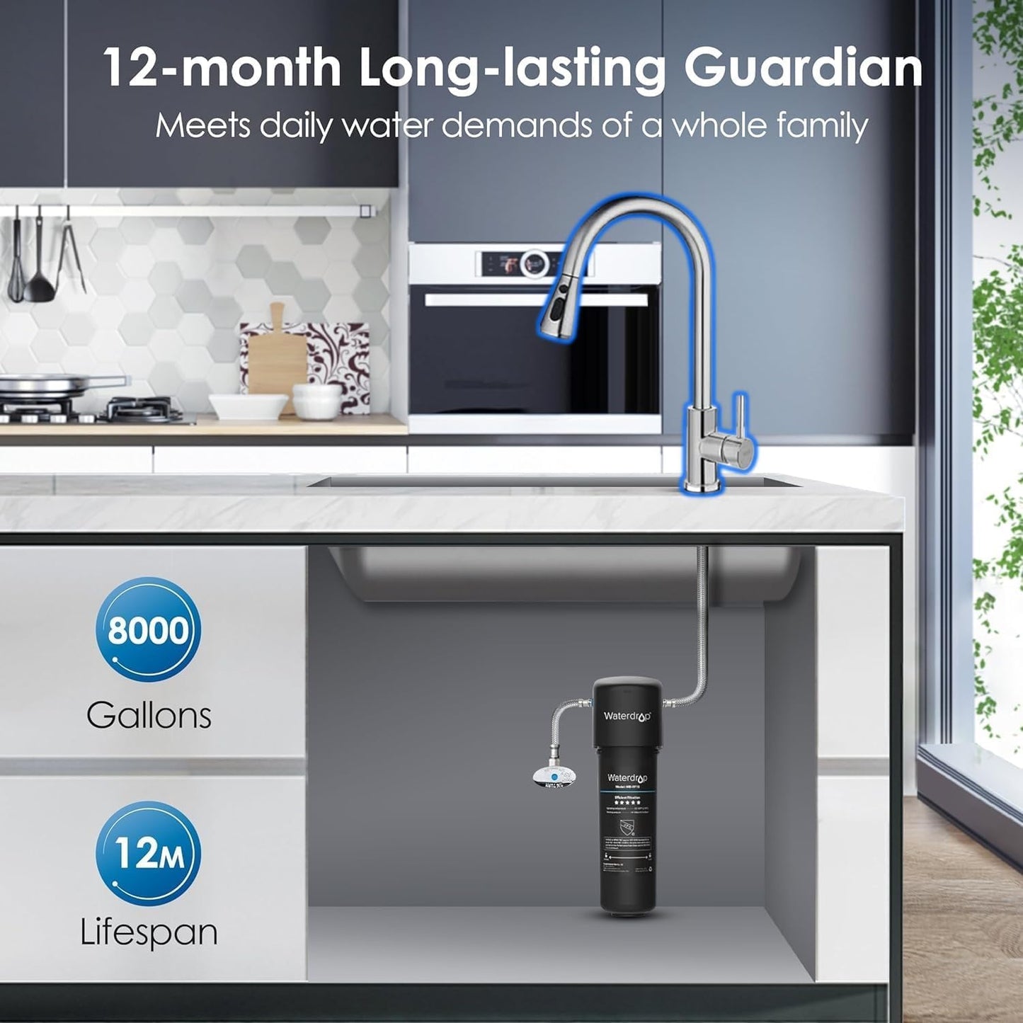 Waterdrop 10UA Under Sink Water Filter – Reduces PFAS, Lead, Chlorine, Bad Taste & Odor, Direct Connect, NSF/ANSI 42, 8K Gallons
